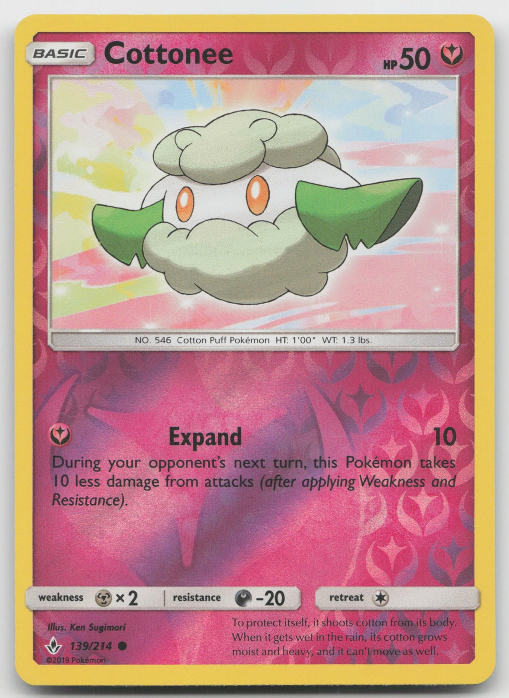 Cottonee Reverse Holo Common SM - Unbroken Bonds 139/214 NM