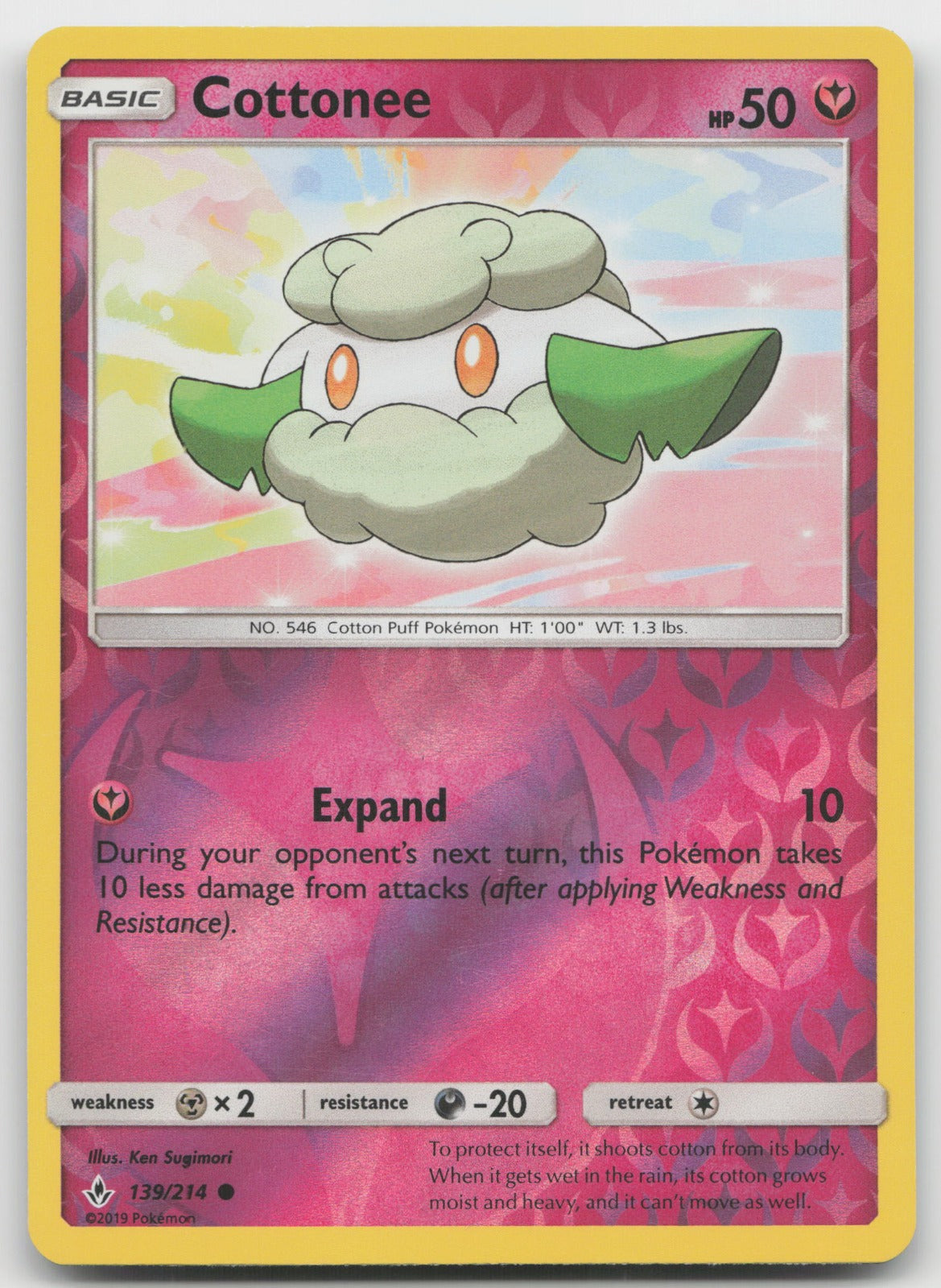 Cottonee Reverse Holo Common SM - Unbroken Bonds 139/214 NM