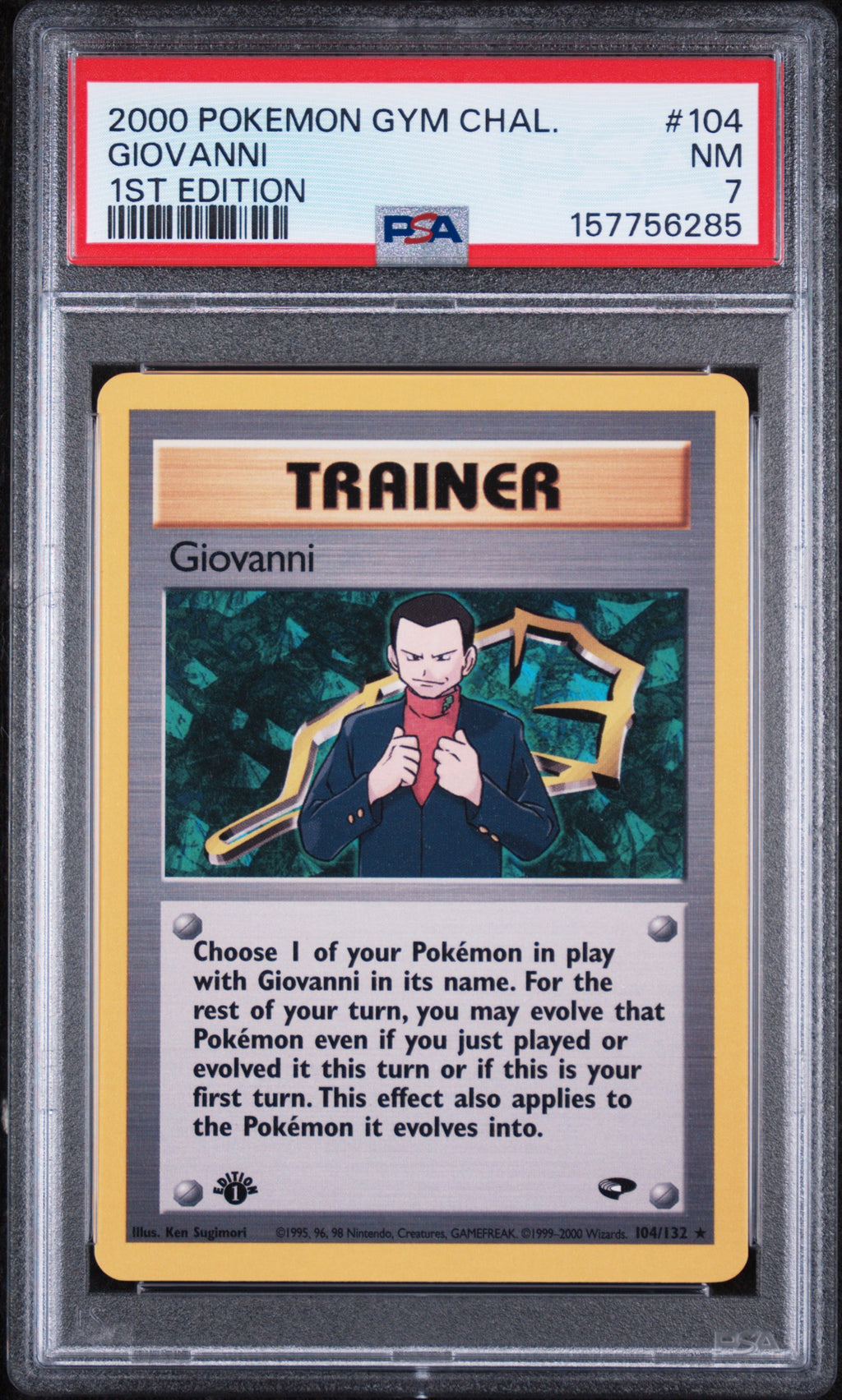 Giovanni 1st Edition Pokemon Gym Challenge 104/132 PSA 7