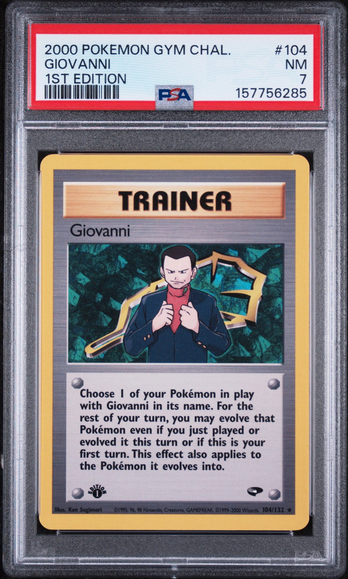 Giovanni 1st Edition Pokemon Gym Challenge 104/132 PSA 7