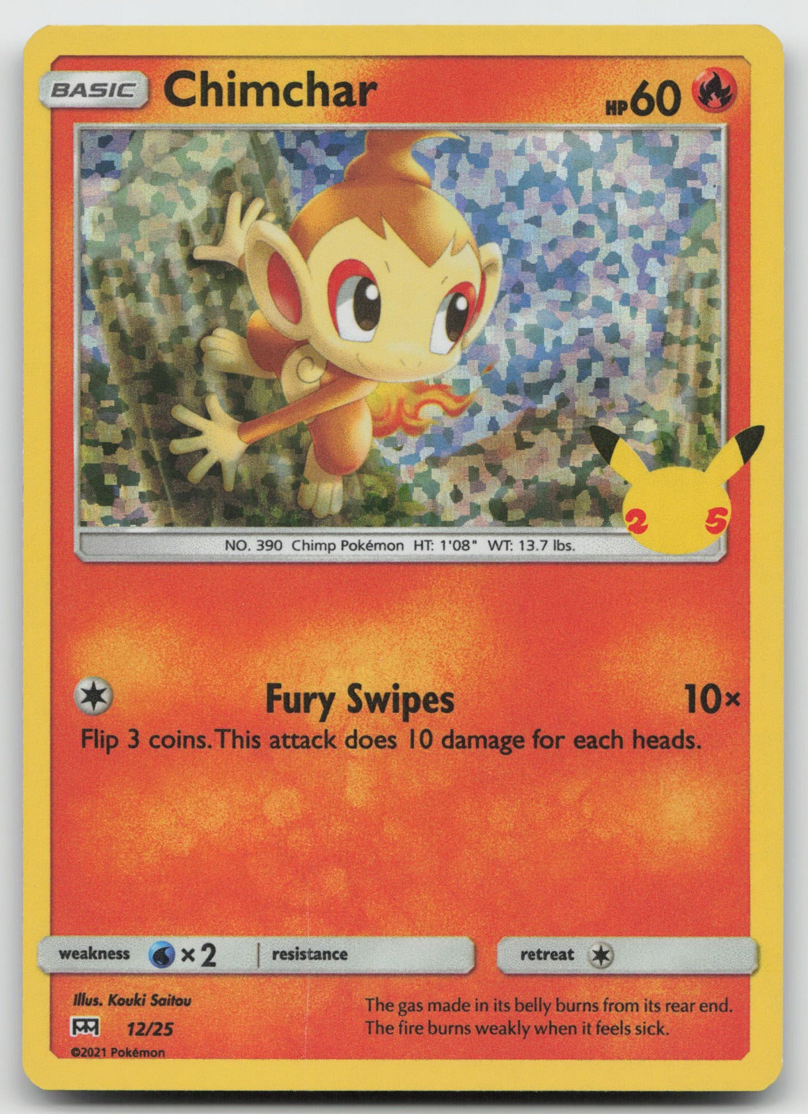 Chimchar - 12/25 Promo Holo McDonald's 25th Anniversary NM