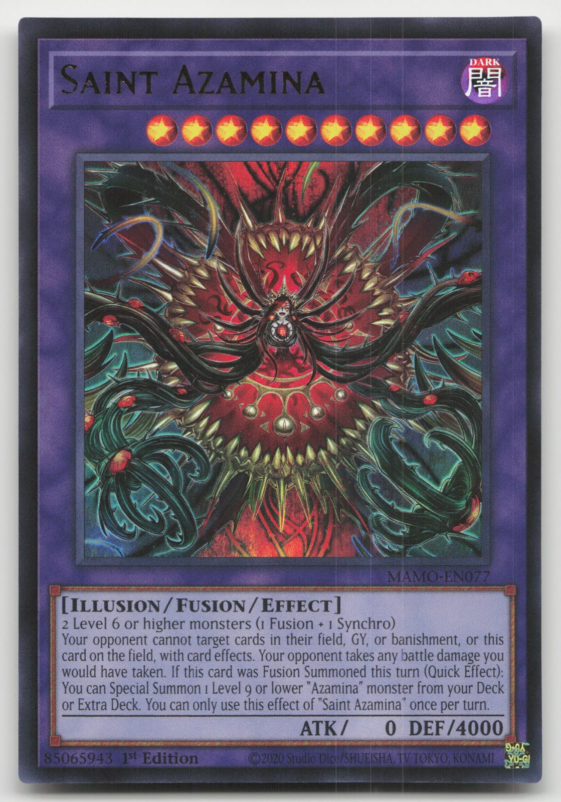 Saint Azamina 1st Edition Ultra Rare Magnificent Monsters MAMO-EN077 NM