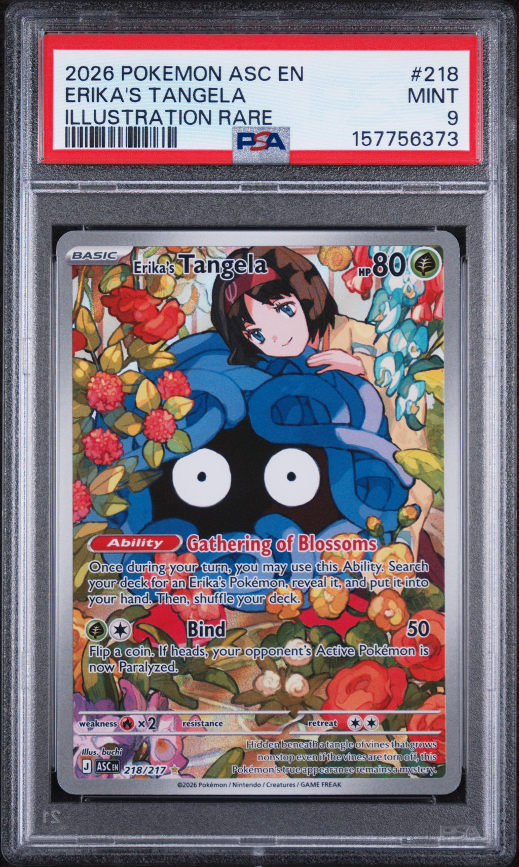 Erika's Tangela Illustration Rare Pokemon Asc En-Ascended Heroes 218/217 PSA 9