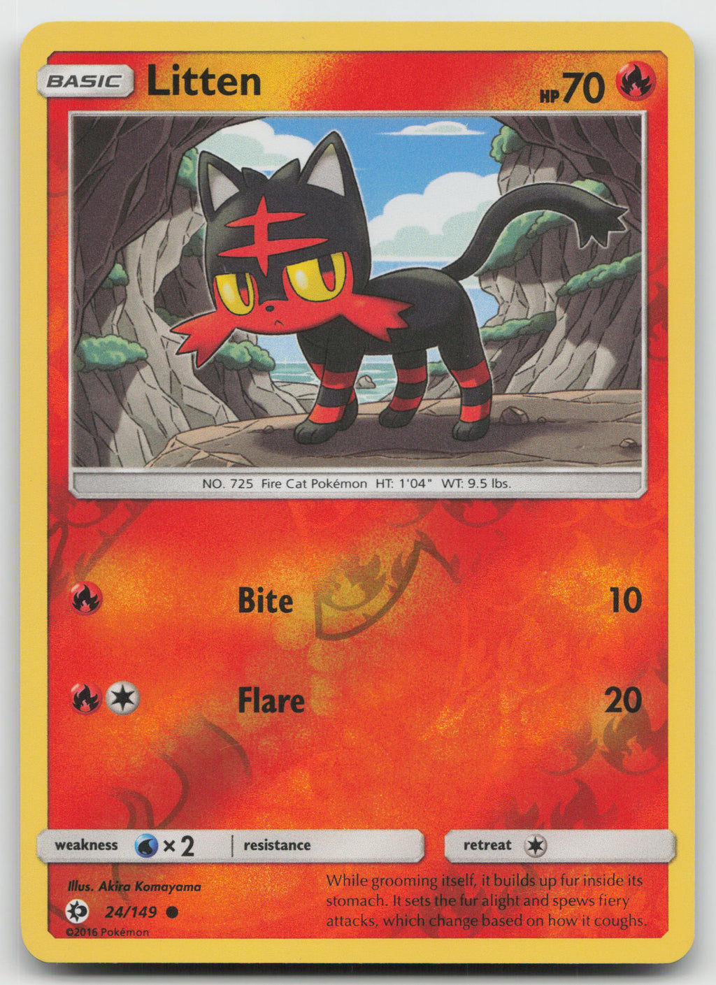 Litten Common Reverse Holo SM Base Set 24/149 LP