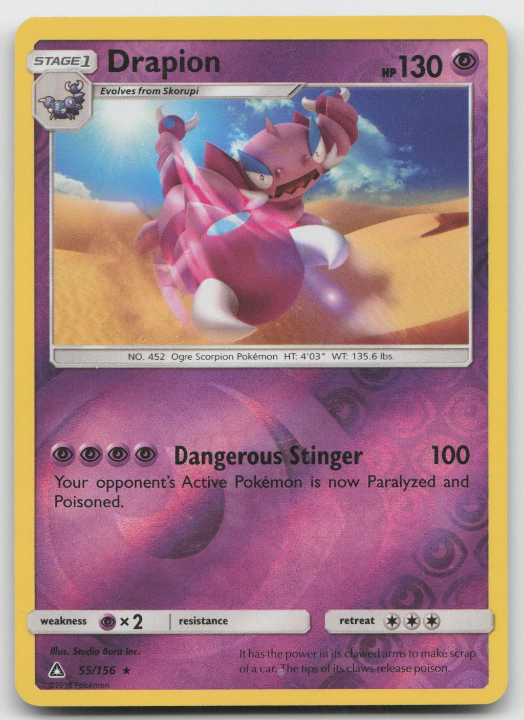 Drapion Reverse Holo Rare SM - Ultra Prism 55/156 LP