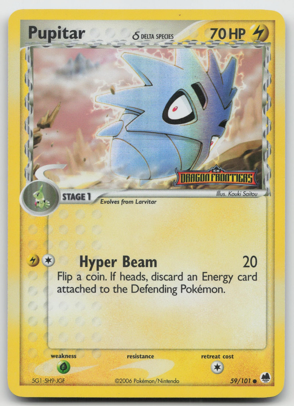 Pupitar (Delta Species) Common Reverse Holo Dragon Frontiers 59/101 HP