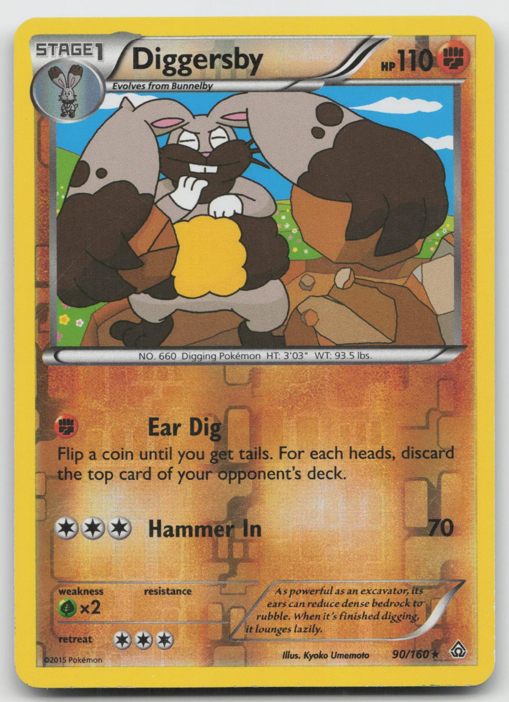 Diggersby Rare Reverse Holo XY - Primal Clash 90/160 LP