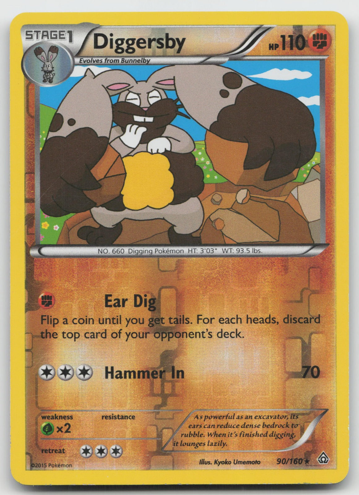 Diggersby Rare Reverse Holo XY - Primal Clash 90/160 LP