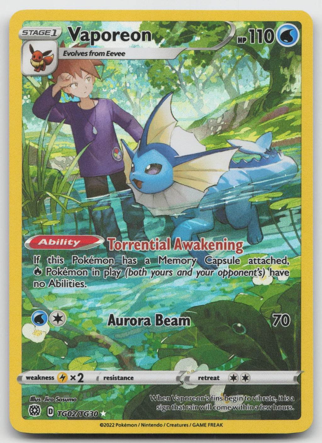 Vaporeon Ultra Rare Holo SWSH09: Brilliant Stars Trainer Gallery TG02/TG30 NM