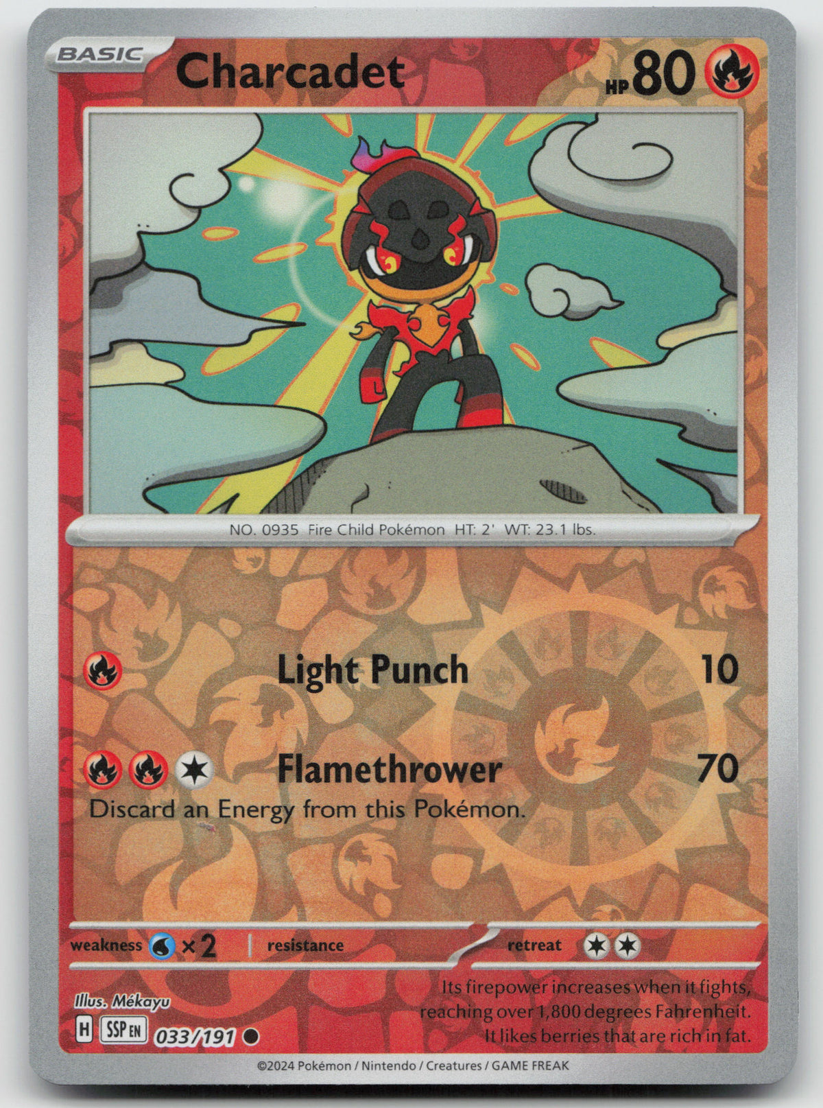 Charcadet Common Reverse Holo SV08: Surging Sparks 033/191 NM