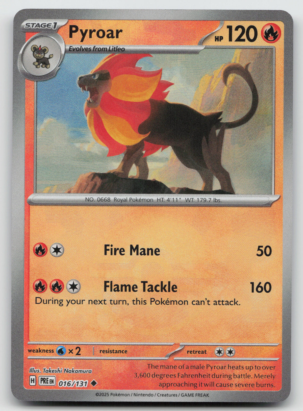 Pyroar (Poke Ball Pattern) Uncommon Holo SV: Prismatic Evolutions 016/131 NM