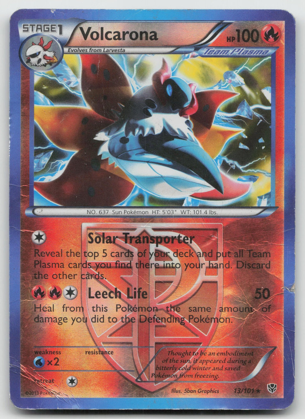 Volcarona (Team Plasma) Rare Reverse Holo Plasma Blast 13/101 DMG