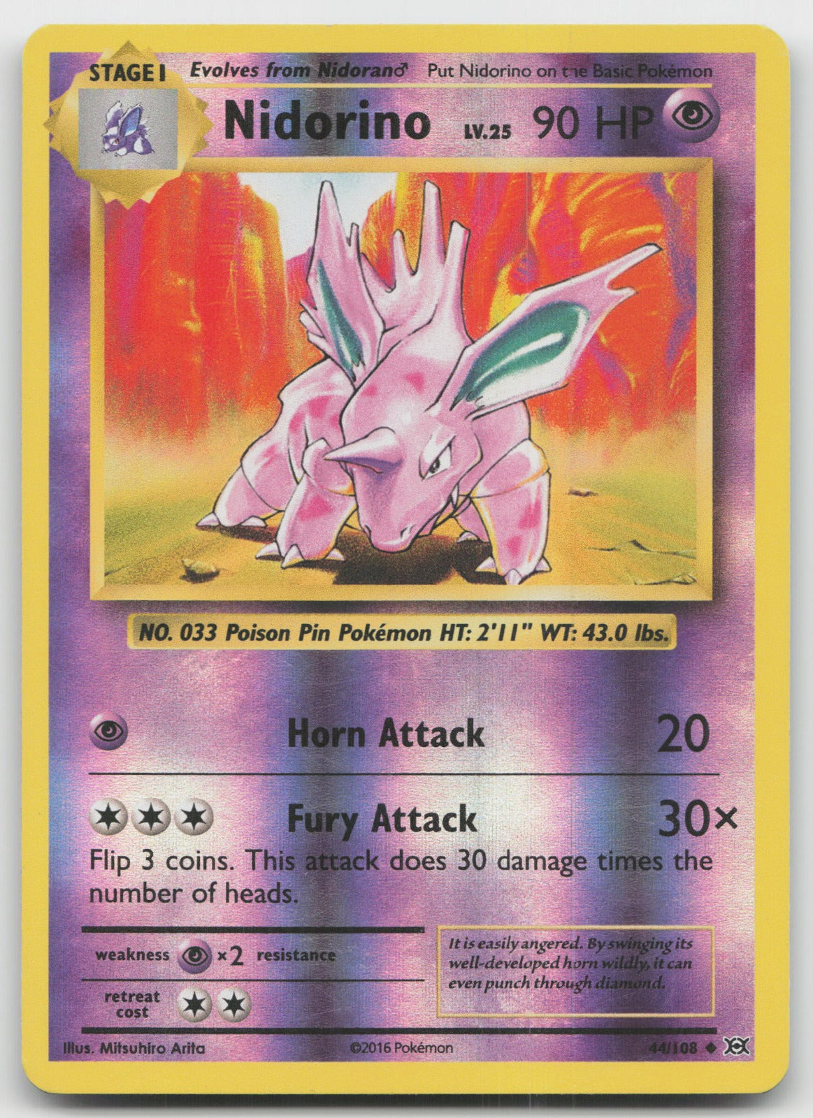 Nidorino Reverse Holo Uncommon XY - Evolutions 44/108 VLP