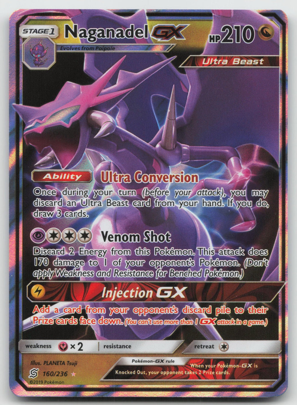 Naganadel GX Holo Ultra Rare SM - Unified Minds 160/236 NM