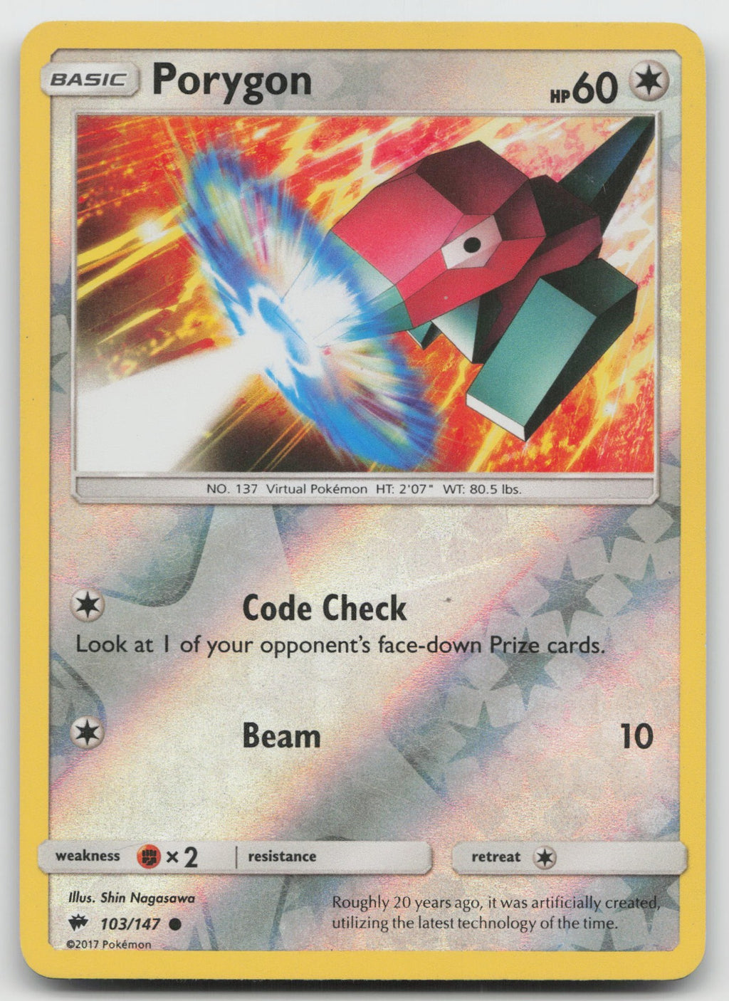 Porygon Reverse Holo Common SM - Burning Shadows 103/147 LP