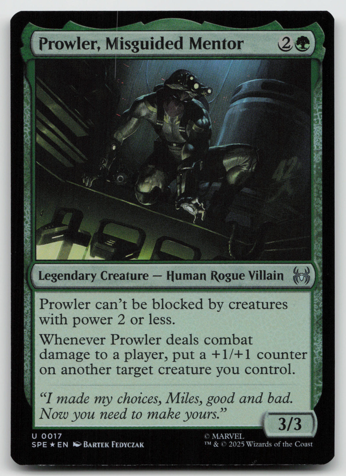 Prowler, Misguided Mentor U Foil Marvel's Spider-Man: Eternal-Legal 17 NM