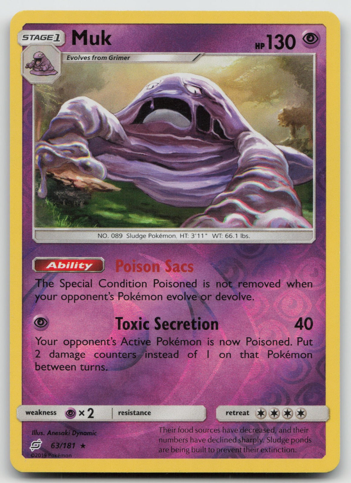 Muk Reverse Holo Rare SM - Team Up 63/181 NM