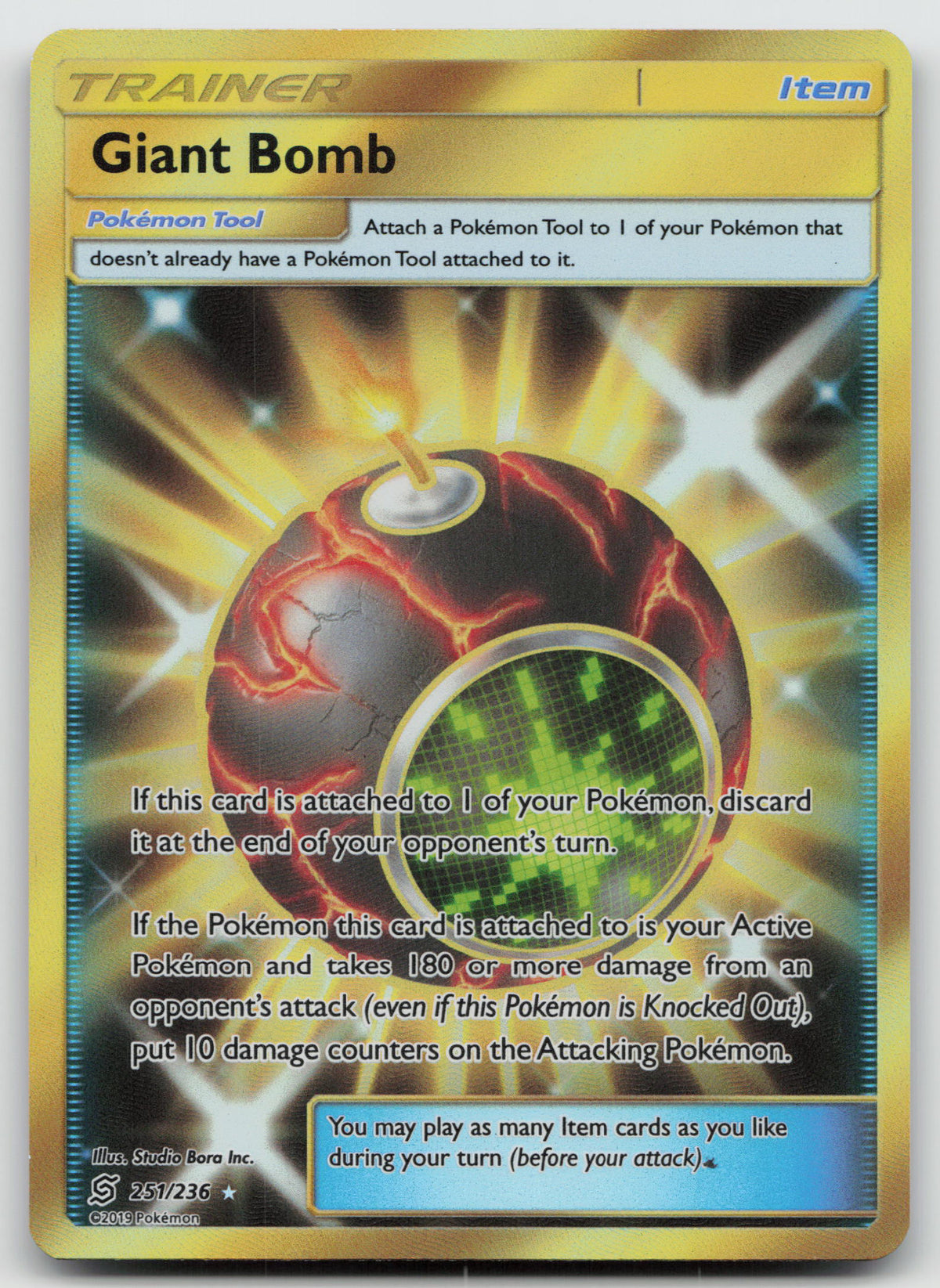 Giant Bomb Gold Secret Rare Holo SM - Unified Minds 251/236 NM
