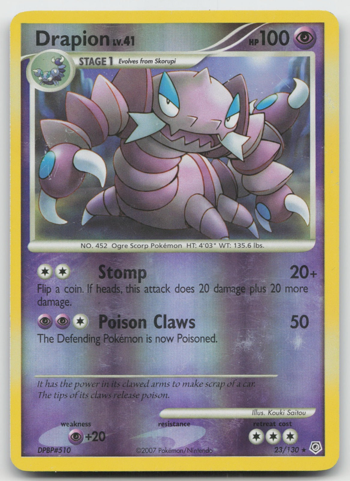 Drapion Rare Reverse Holo Diamond and Pearl 23/130 LP