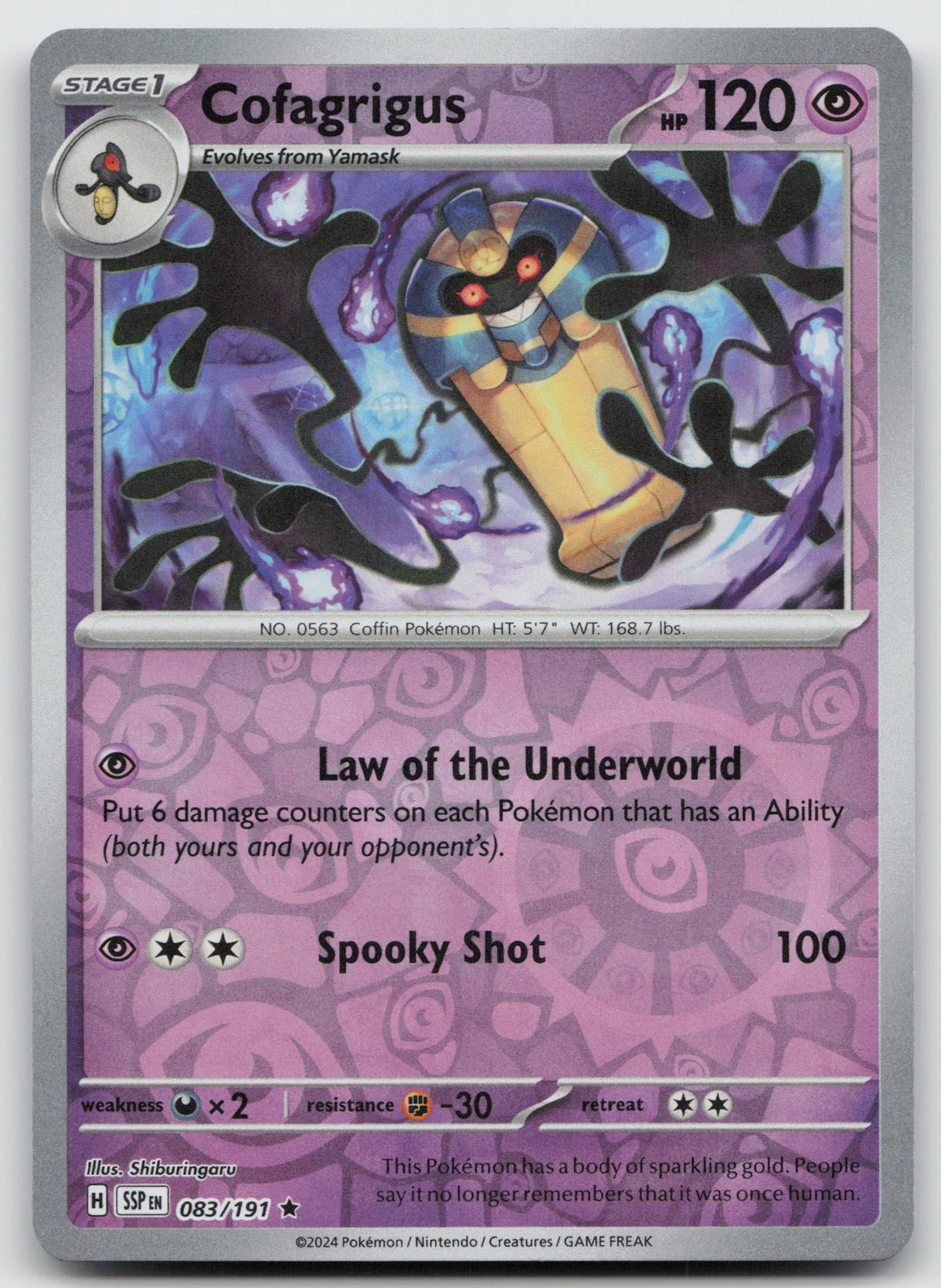 Cofagrigus Rare Reverse Holo SV08: Surging Sparks 083/191 NM