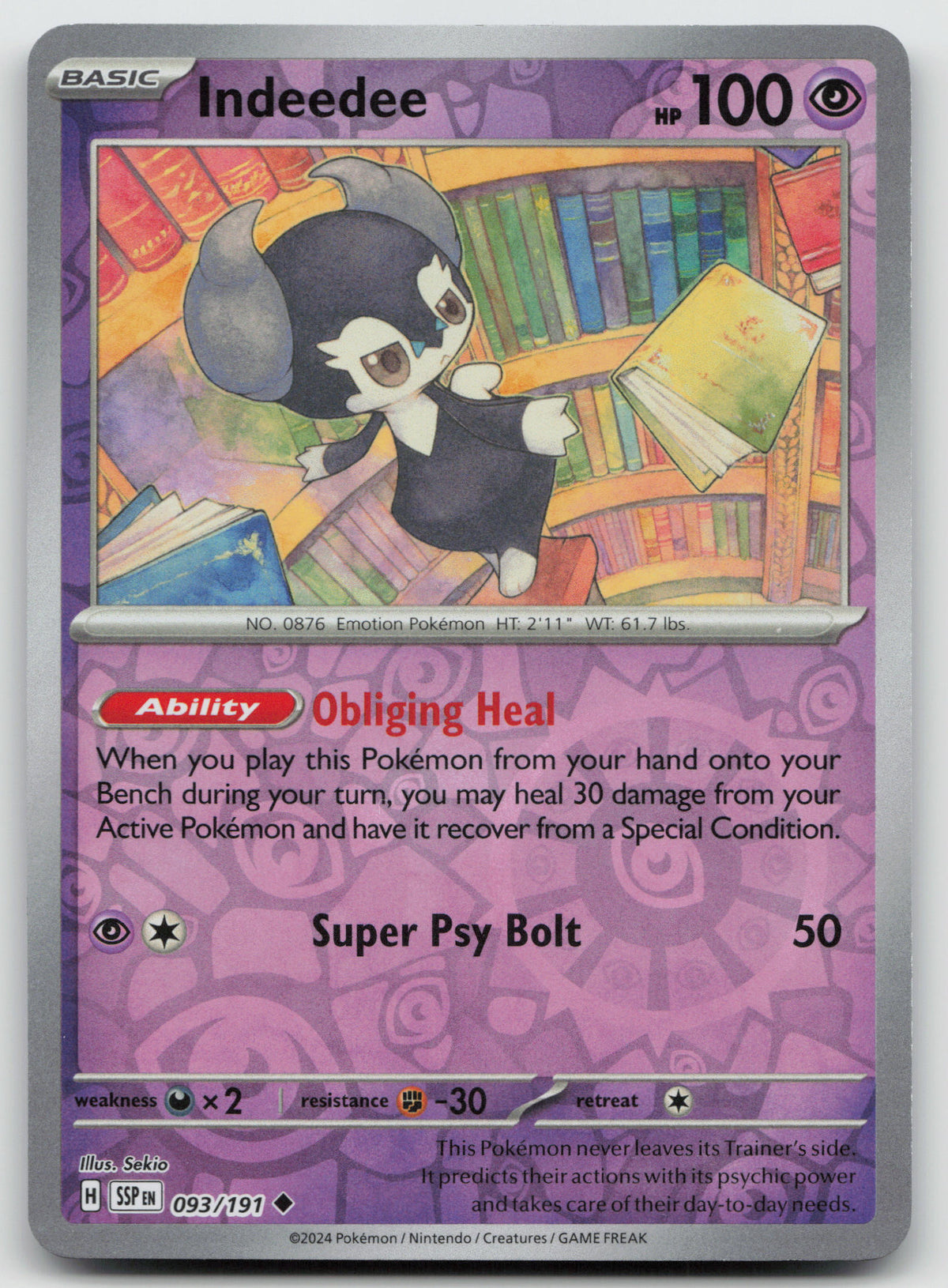 Indeedee Uncommon Reverse Holo SV08: Surging Sparks 093/191 NM