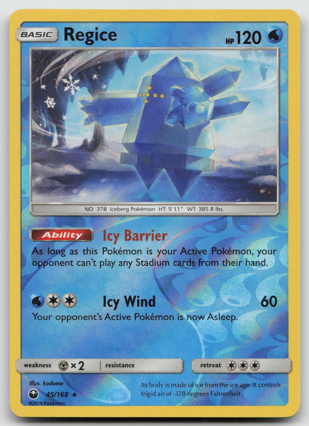 Regice Reverse Holo Rare SM - Celestial Storm 45/168 NM