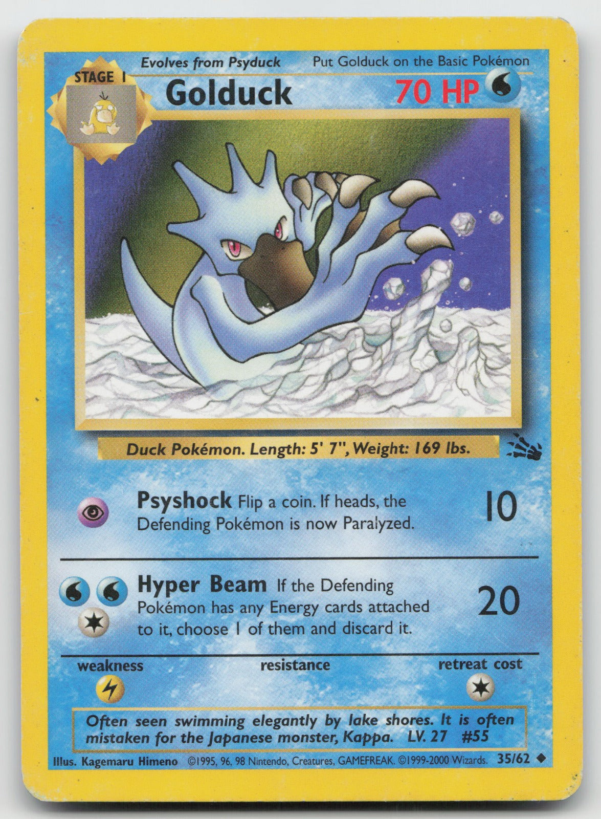 Golduck Uncommon Australian 3rd Print Fossil 35/62 MP