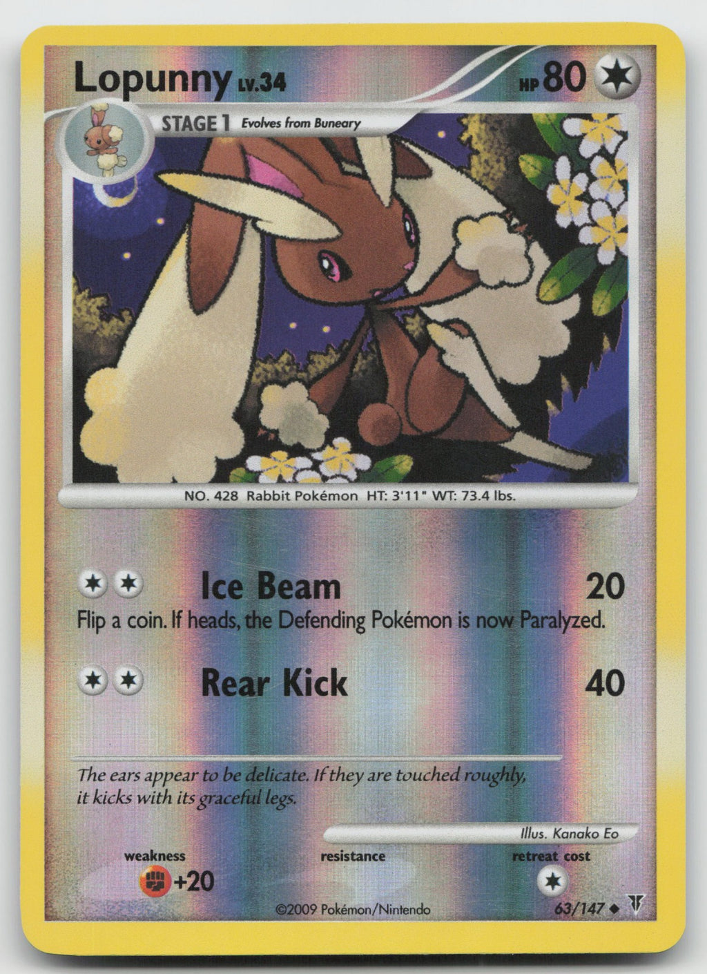 Lopunny Uncommon Reverse Holo Supreme Victors 63/147 LP