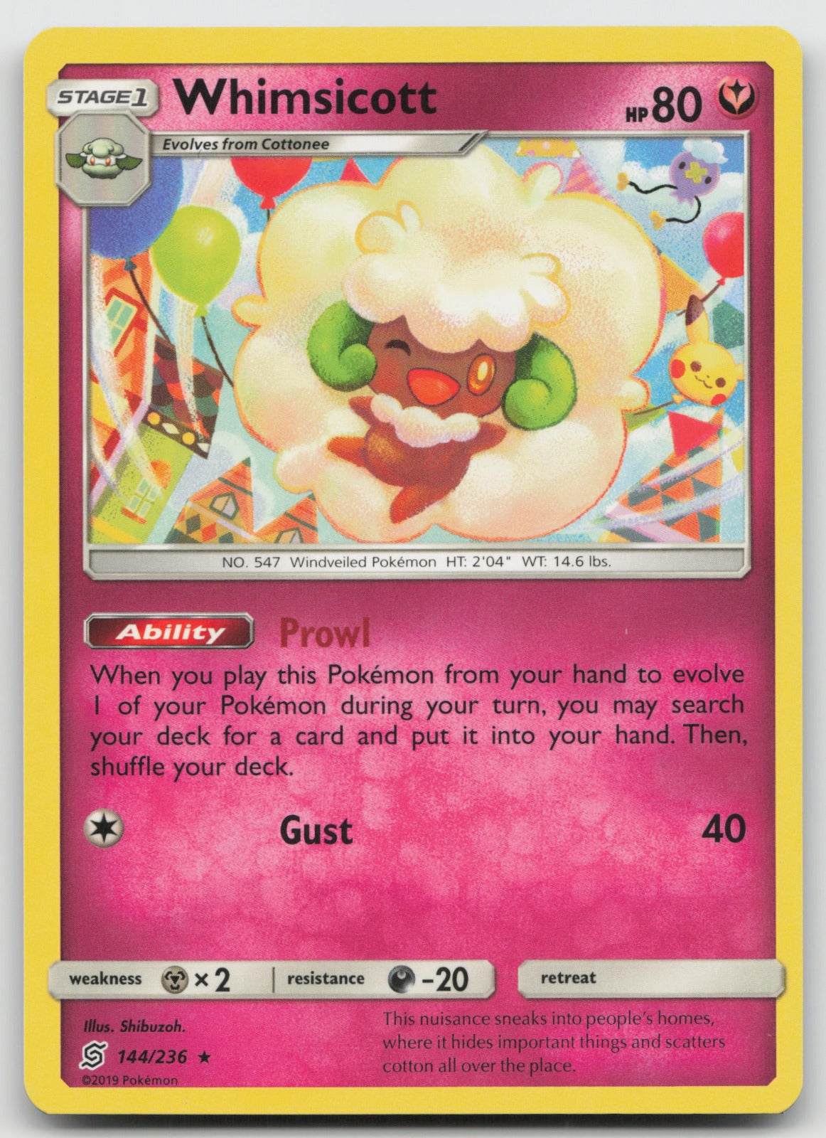 Whimsicott Rare SM - Unified Minds 144/236 NM