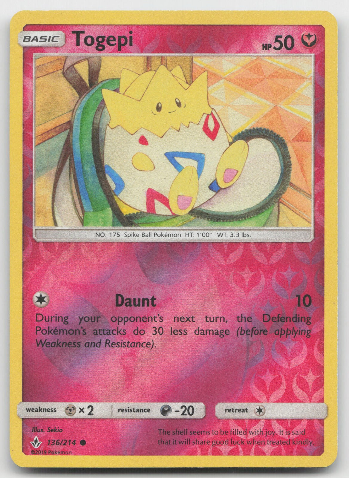 Togepi Reverse Holo Common SM - Unbroken Bonds 136/214 NM