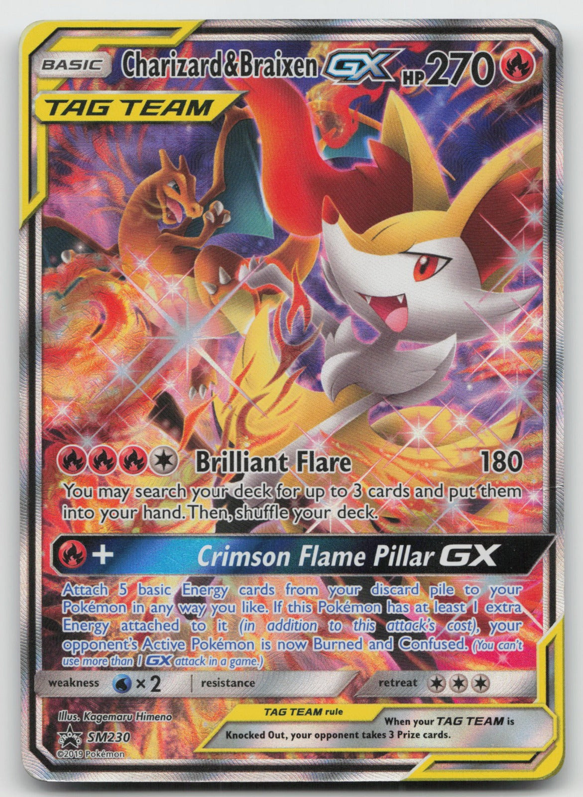 Charizard & Braixen GX - Promo Holo SM Promos SM230 DAMAGED