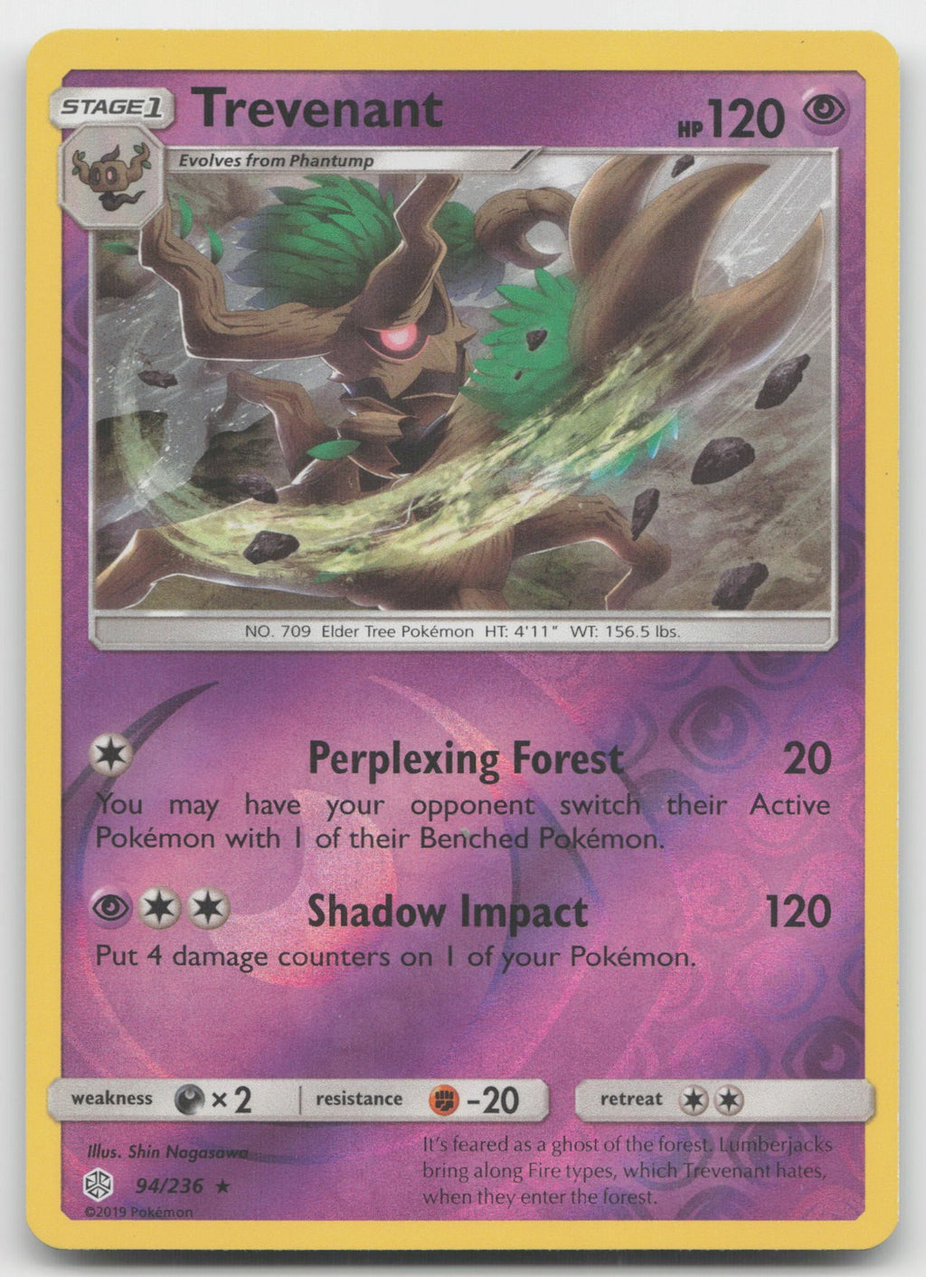 Trevenant Reverse Holo Rare SM - Cosmic Eclipse 94/236 NM