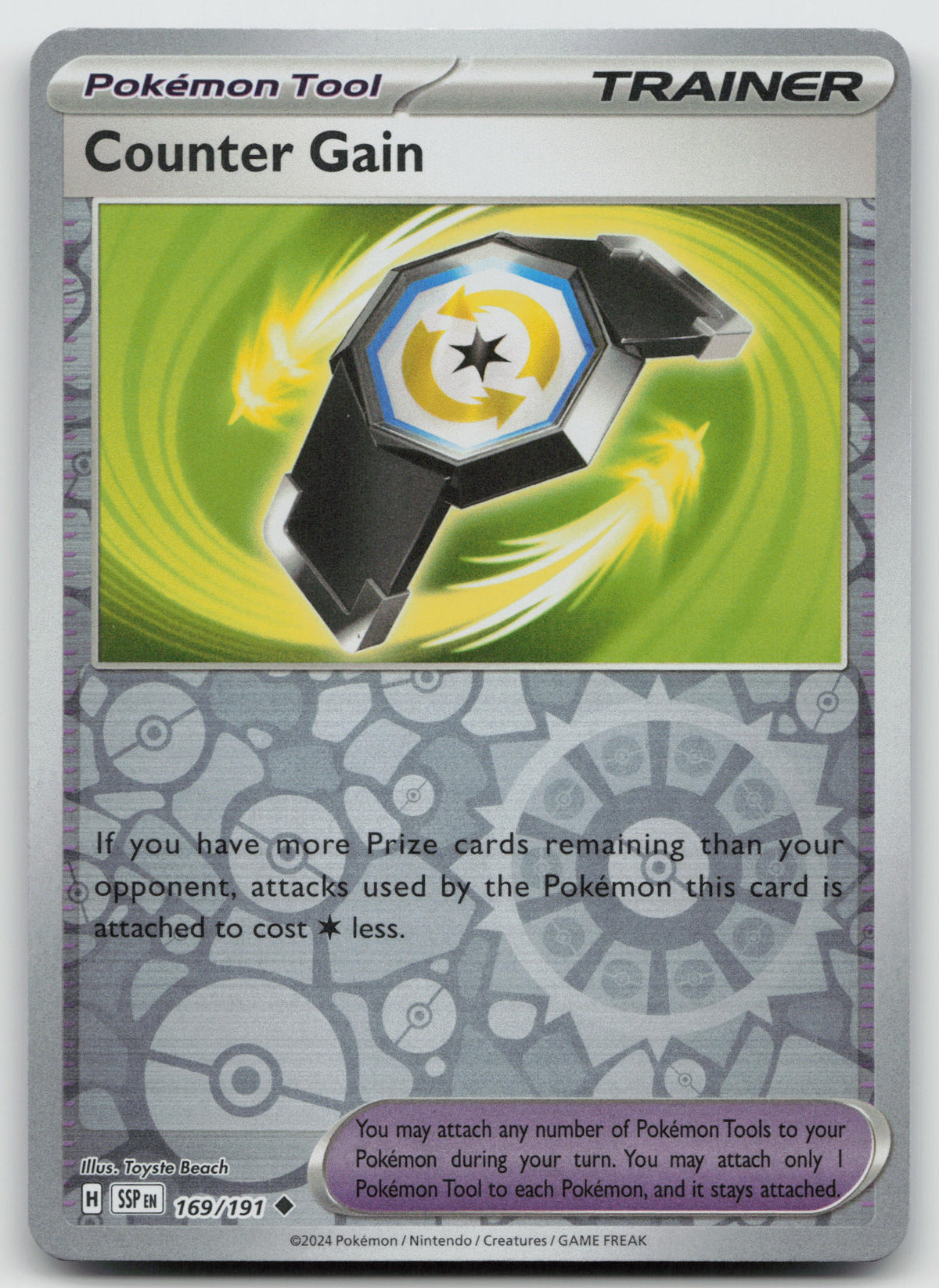Counter Gain Uncommon Reverse Holo SV08: Surging Sparks 169/191 NM