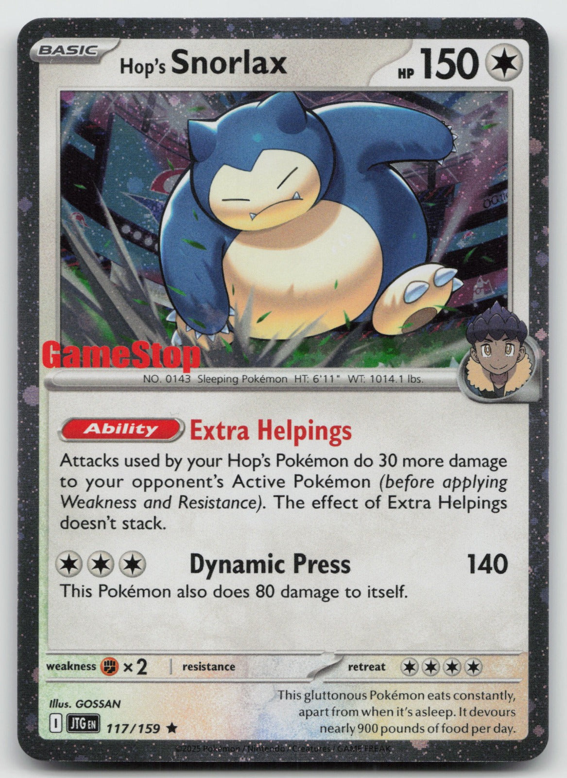 Hop's Snorlax (GameStop) (Cosmos Holo) Promo Holo Journey Together 117/159 NM