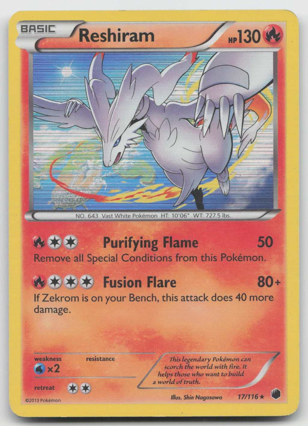 Reshiram Holo Rare Plasma Freeze 17/116 HP