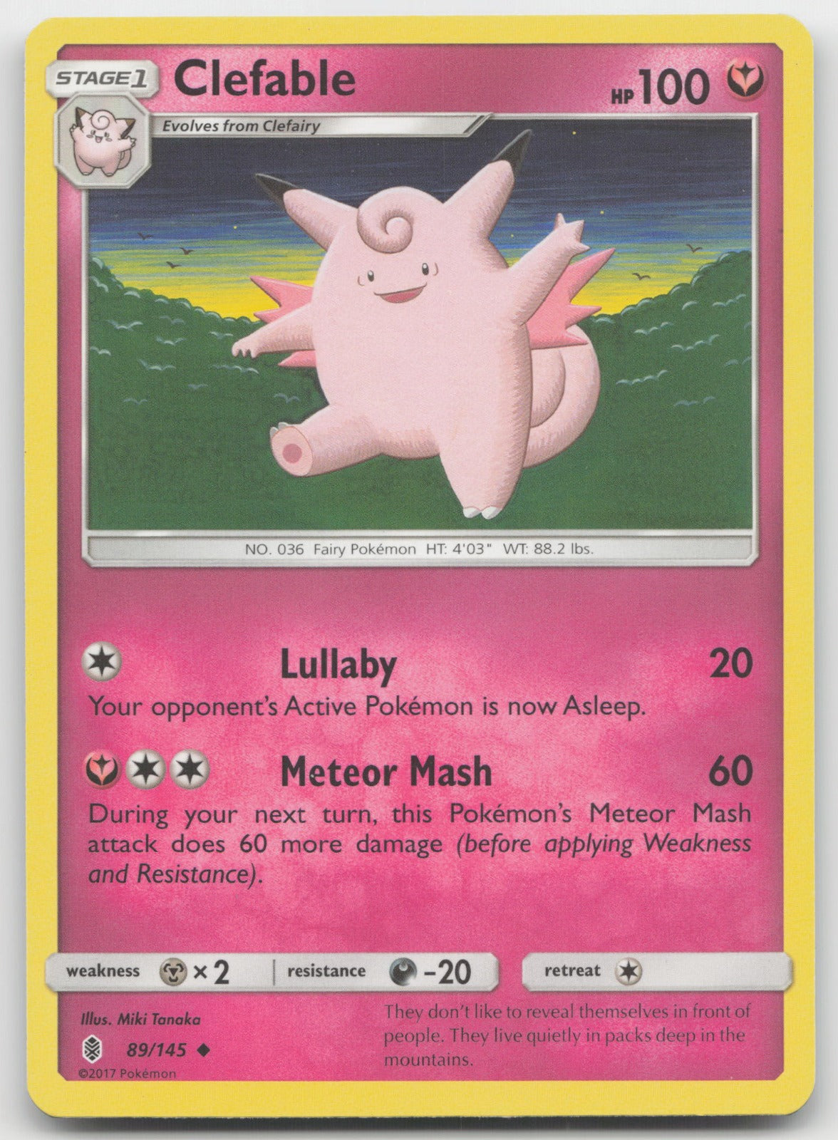 Clefable Uncommon SM - Guardians Rising 89/145 VLP