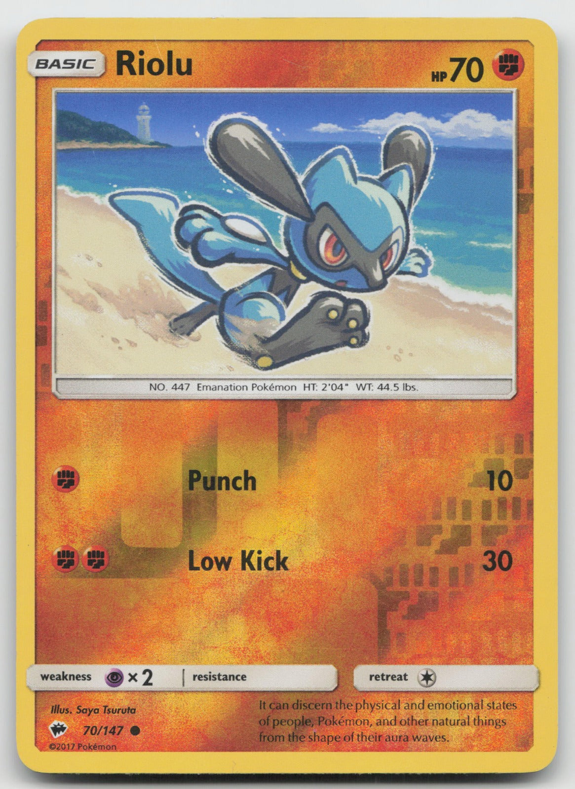 Riolu Reverse Holo Common SM - Burning Shadows 70/147 MP