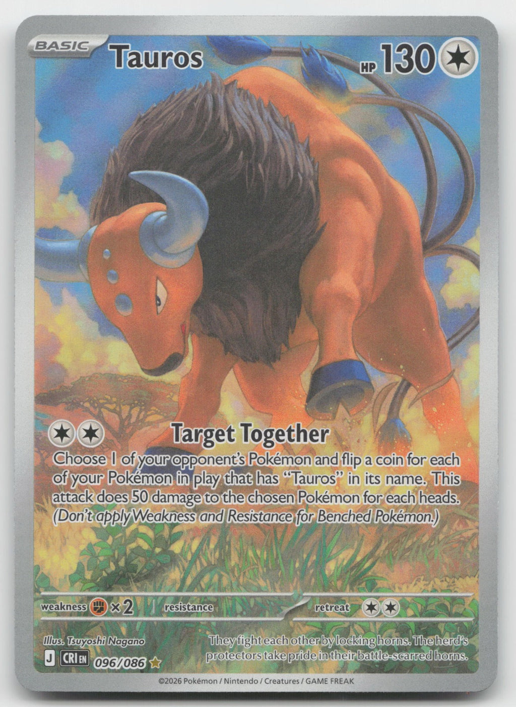 Tauros Holo Illustration Rare ME04: Chaos Rising 096/086 NM