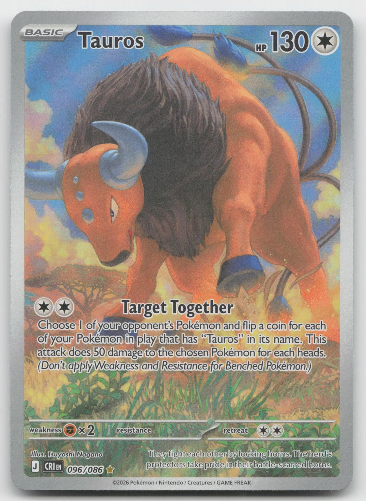 Tauros Holo Illustration Rare ME04: Chaos Rising 096/086 NM