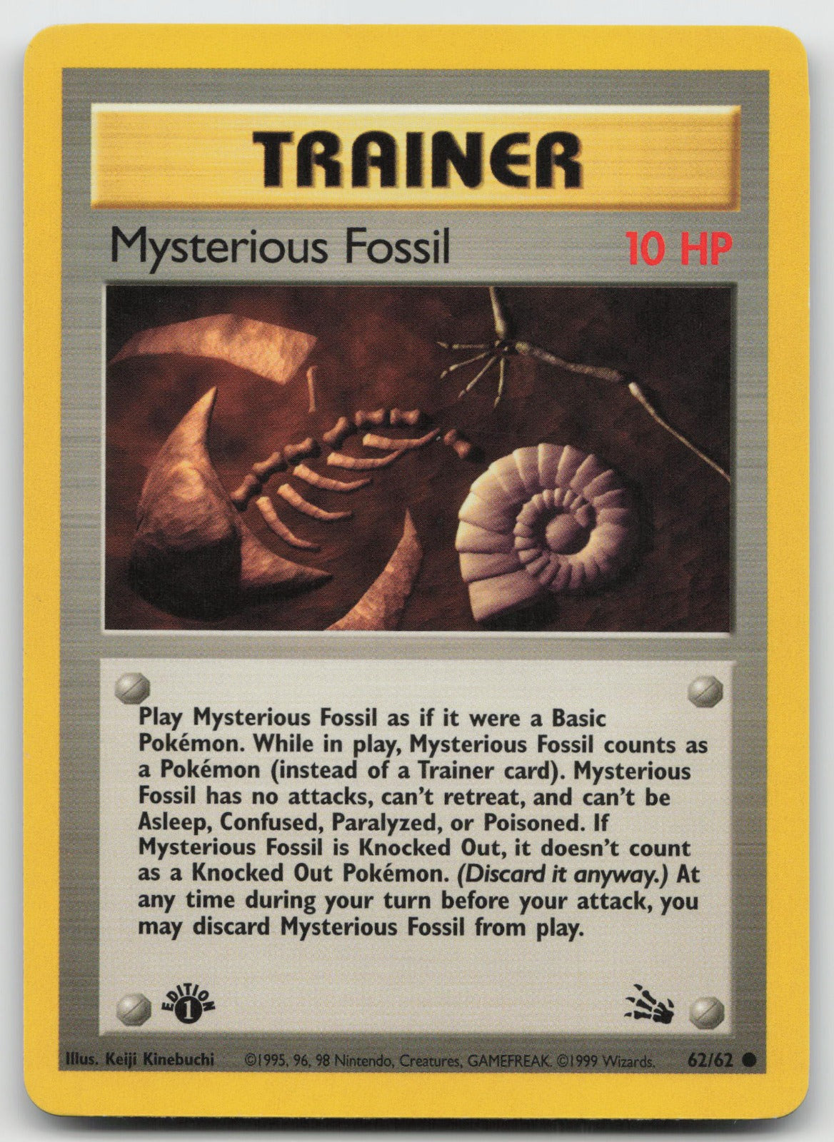 Mysterious Fossil Common 1st Edition Fossil 62/62 LP