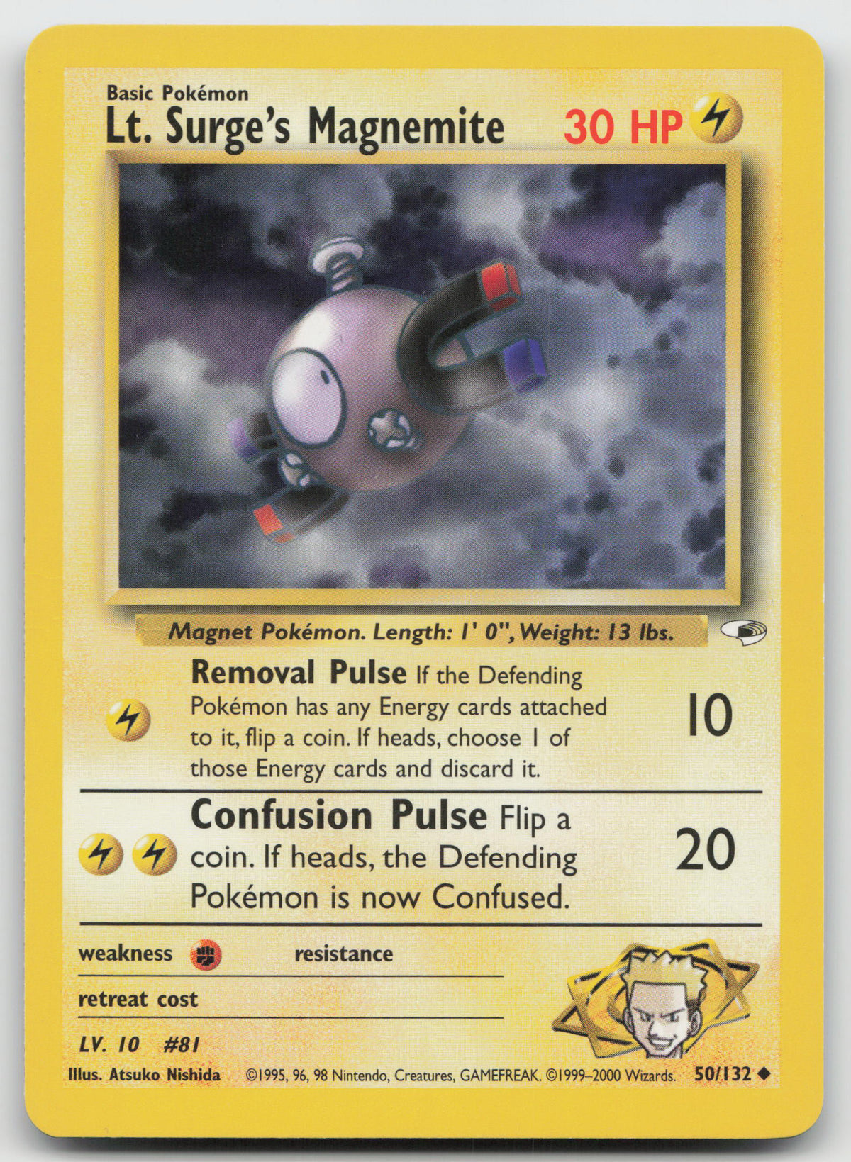 Lt. Surge's Magnemite Uncommon Unlimited Gym Heroes 50/132 LP
