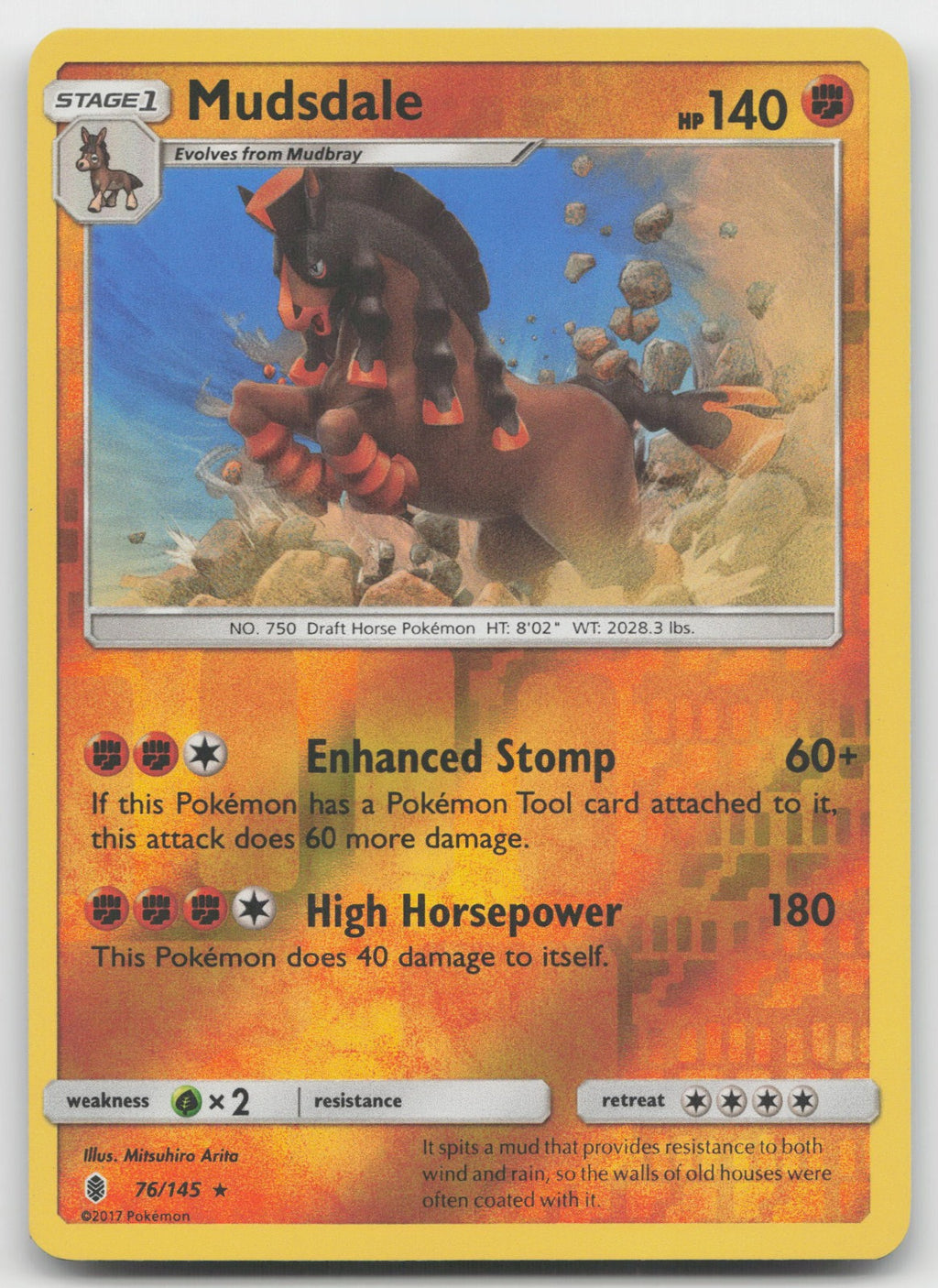 Mudsdale Reverse Holo Holo Rare SM - Guardians Rising 76/145 VLP