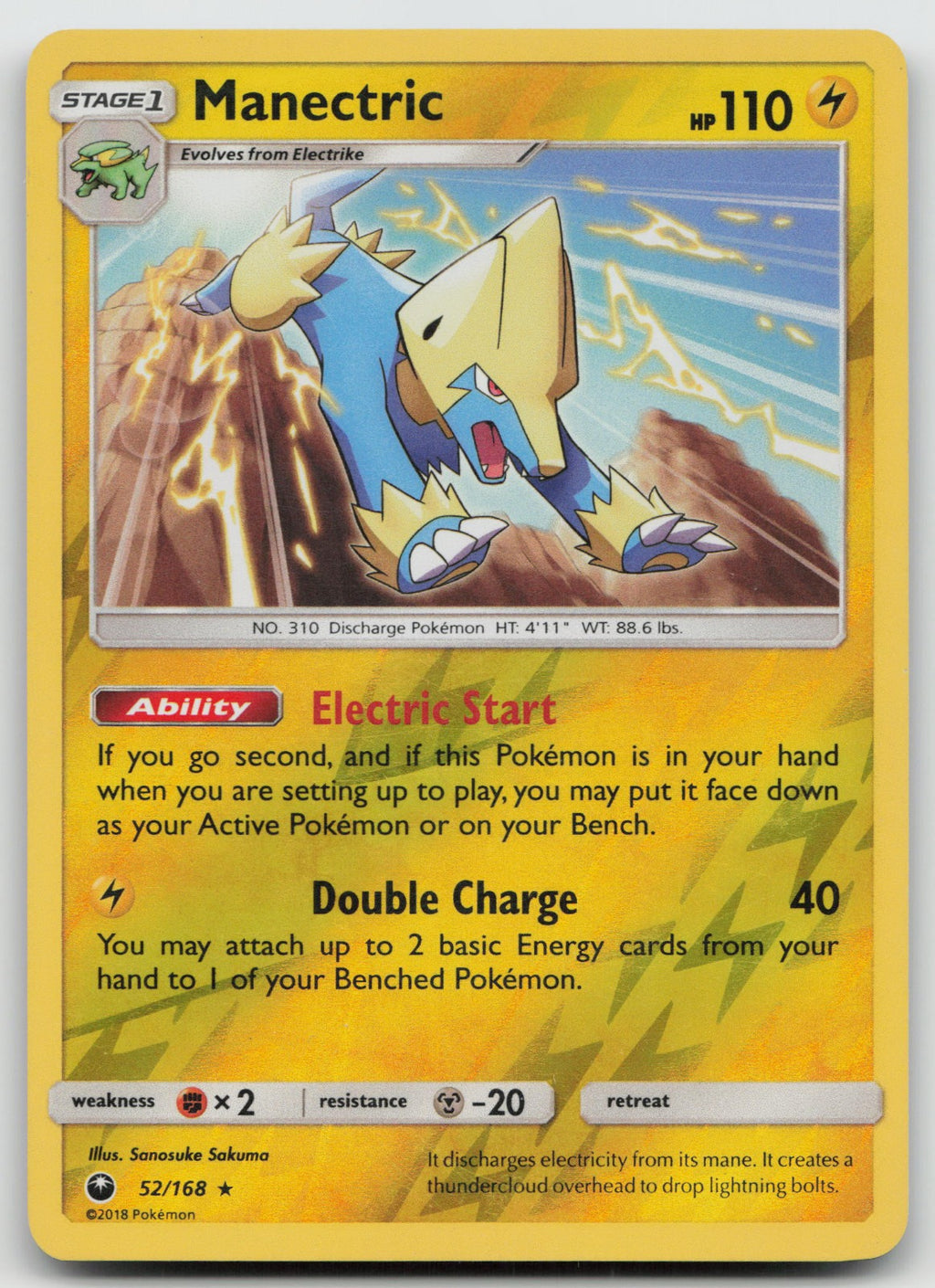Manectric Reverse Holo Rare SM - Celestial Storm 52/168 VLP