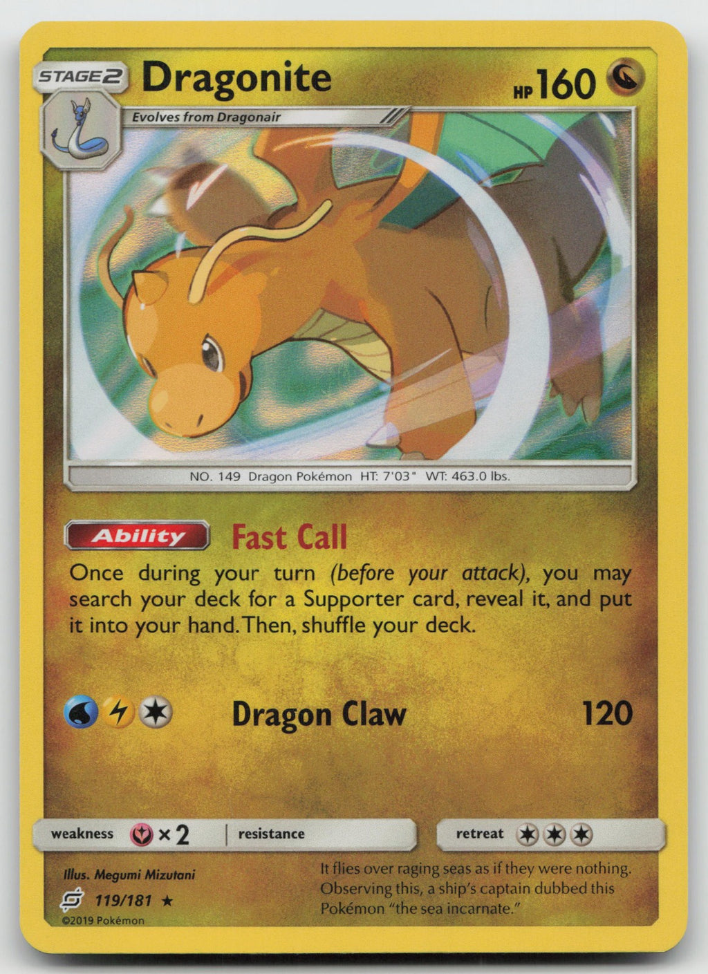 Dragonite Holo Rare SM - Team Up 119/181 LP
