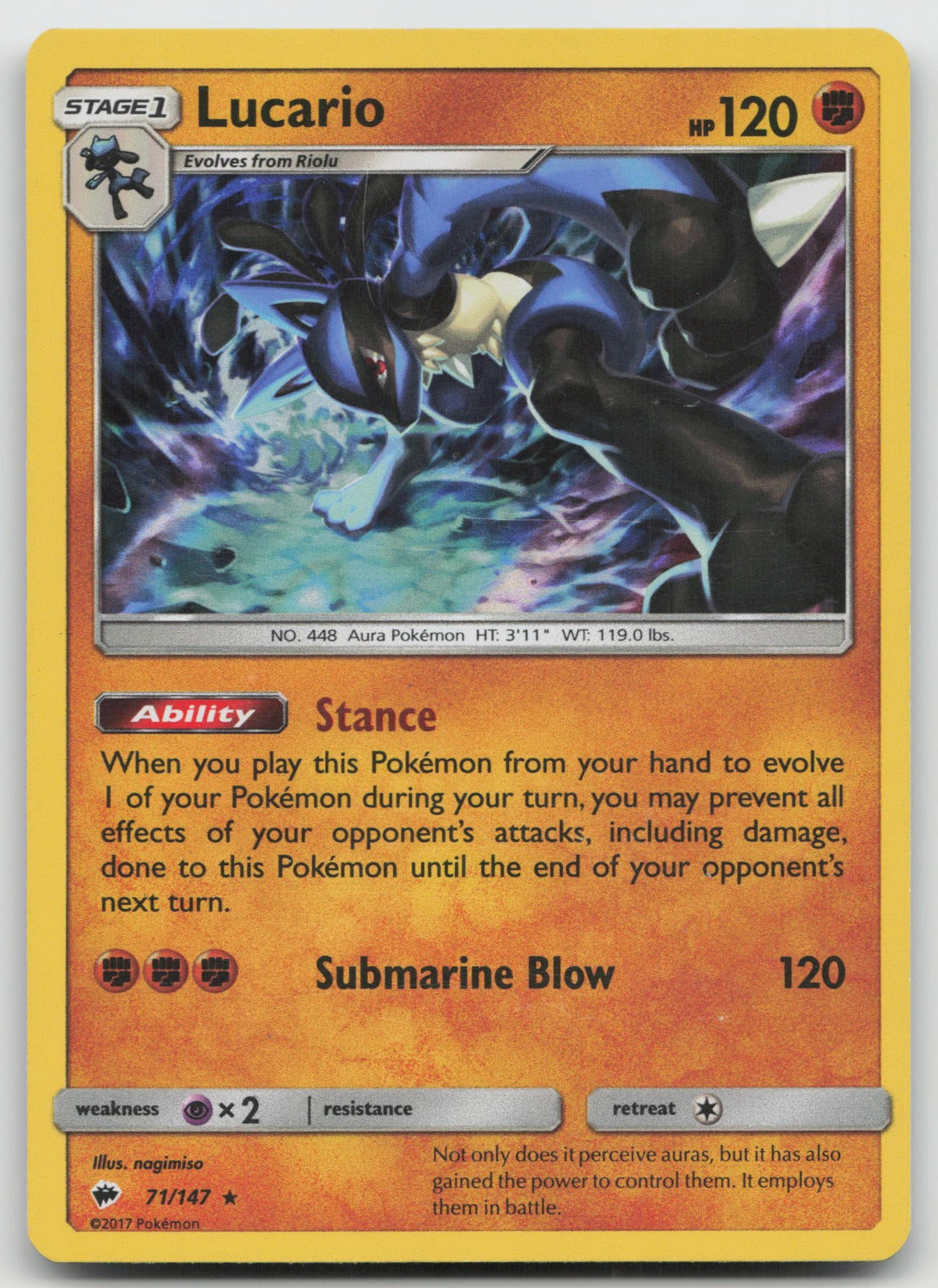 Lucario Holo Rare SM - Burning Shadows 71/147 LP