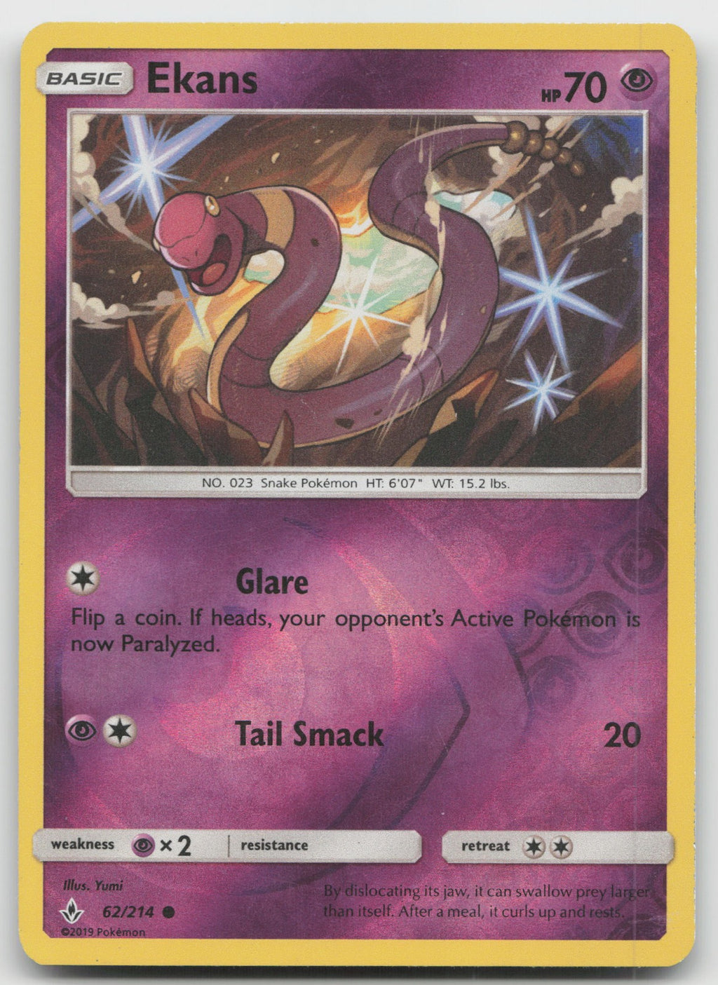 Ekans Reverse Holo Common SM - Unbroken Bonds 62/214 LP