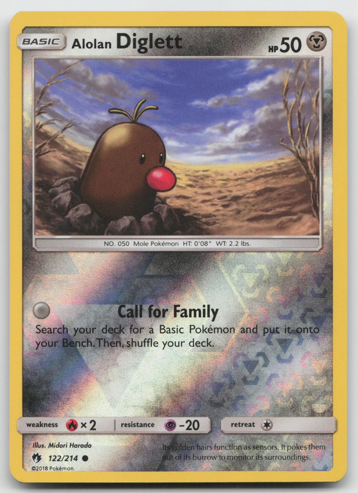 Alolan Diglett Reverse Holo Common SM - Lost Thunder 122/214 NM
