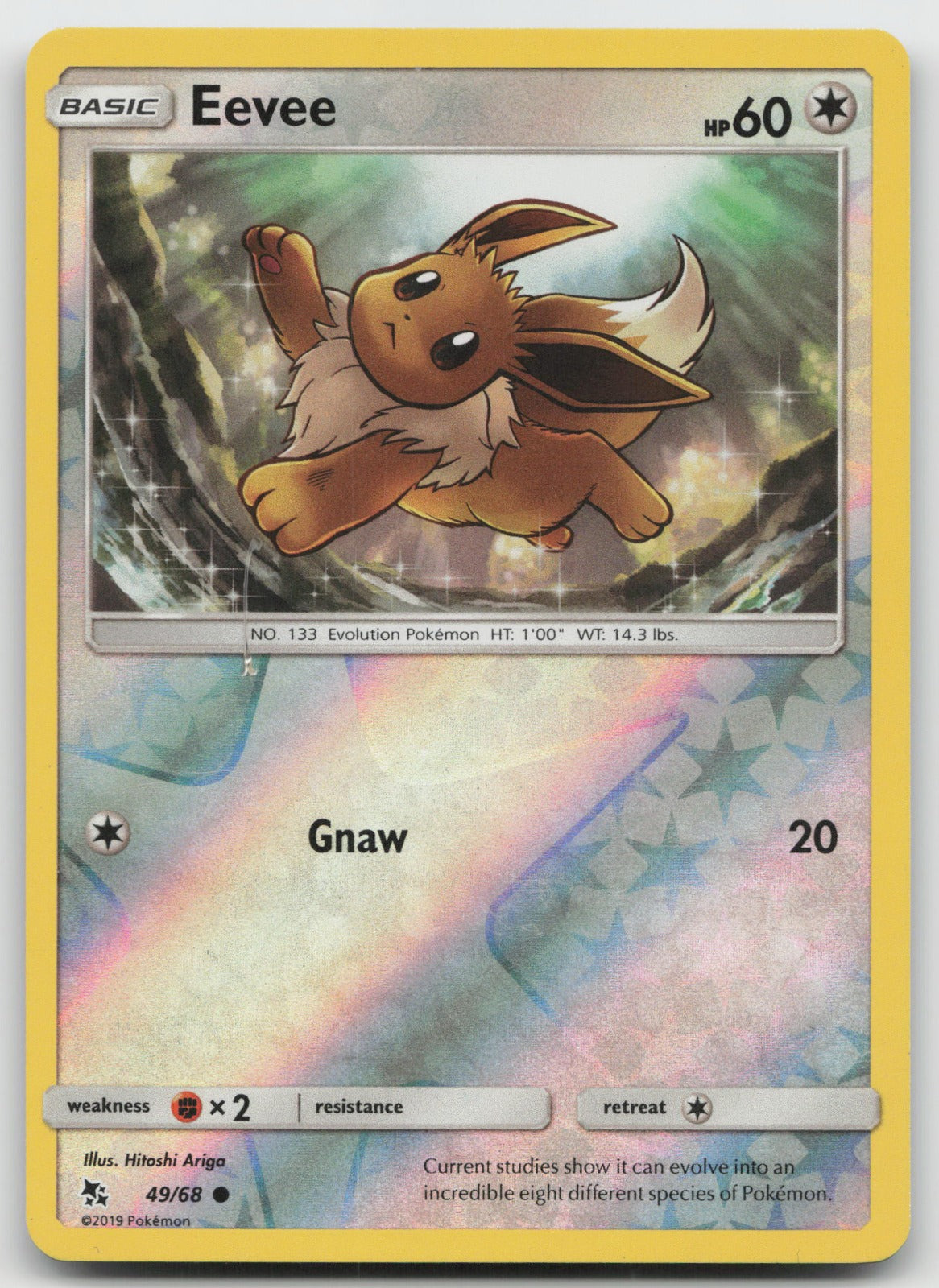 Eevee Reverse Holo Common Hidden Fates 49/68 NM/VLP