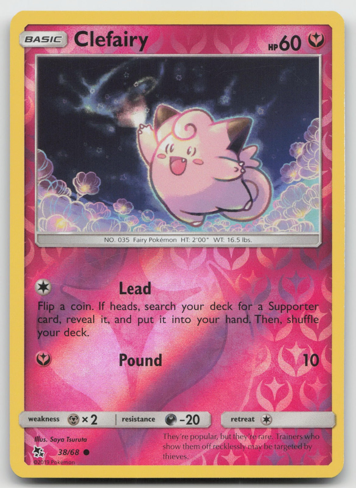 Clefairy Reverse Holo Common Hidden Fates 38/68 NM