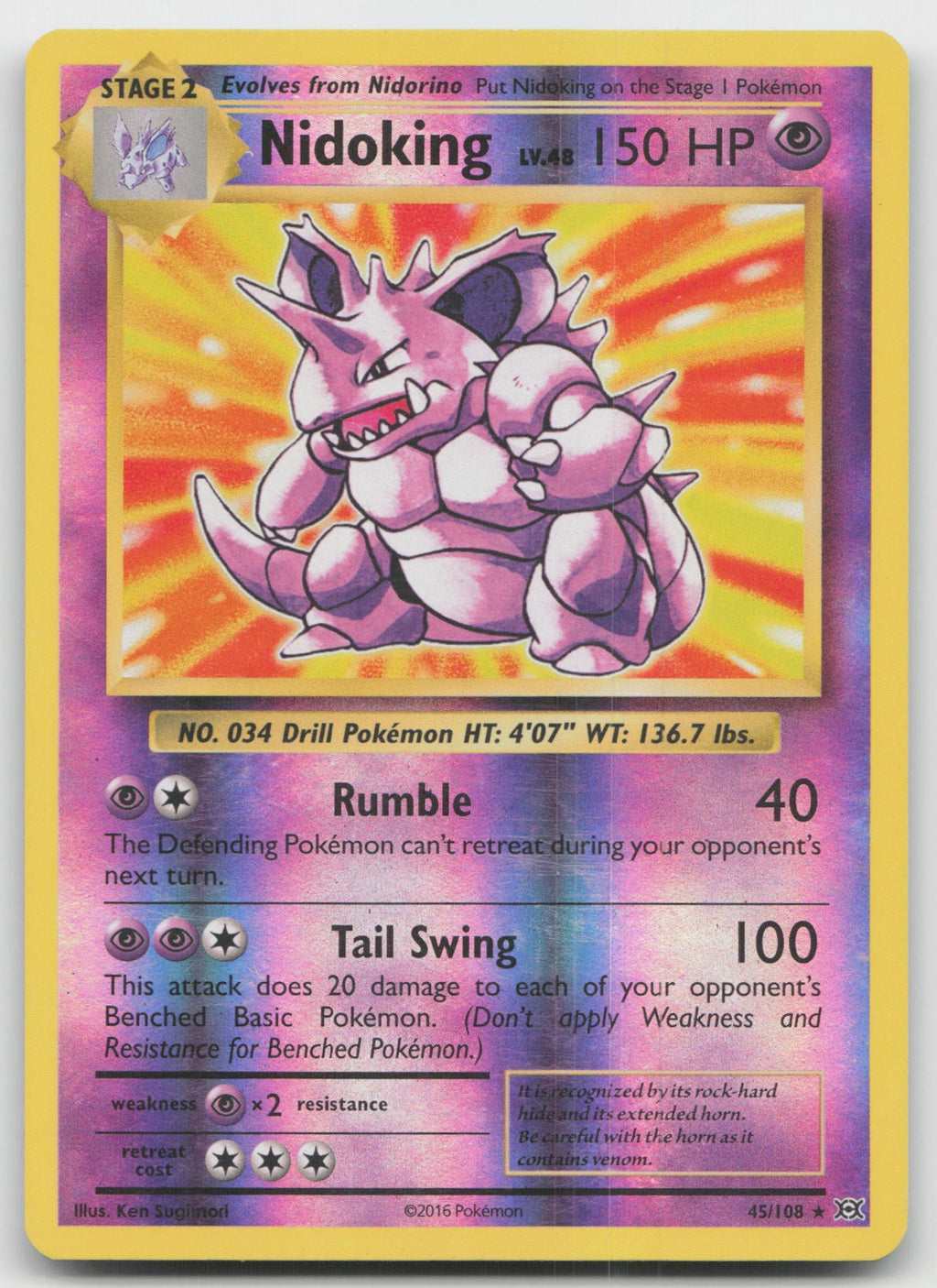 Nidoking Reverse Holo Rare XY - Evolutions 45/108 LP